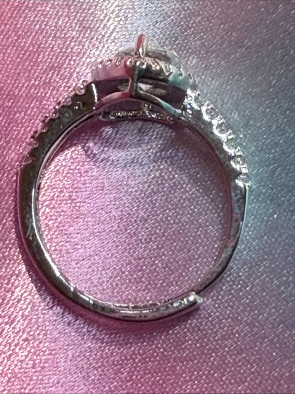 Sparkling Moissanite Heart Shape with Halo and Shimmering Stones on Band